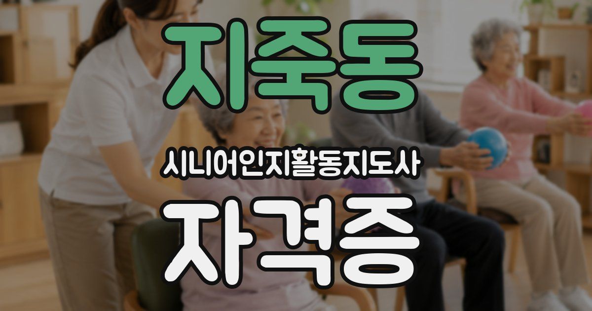 지죽동 시니어인지활동지도사 자격증