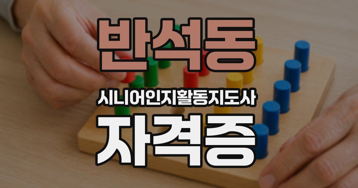 반석동 시니어인지활동지도사 자격증
