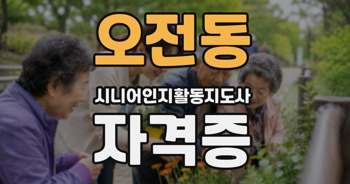 오전동 시니어인지활동지도사 자격증