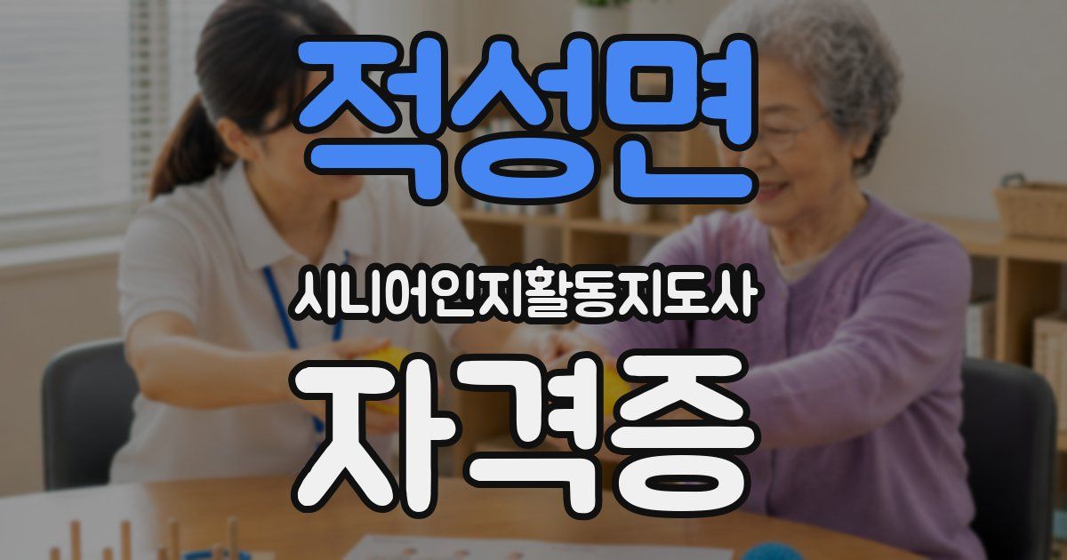 적성면 시니어인지활동지도사 자격증