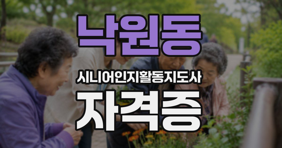 낙원동 시니어인지활동지도사 자격증