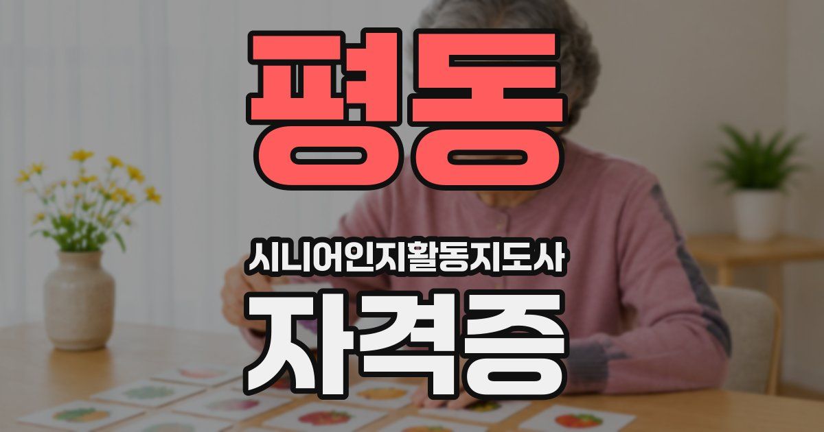 평동 시니어인지활동지도사 자격증