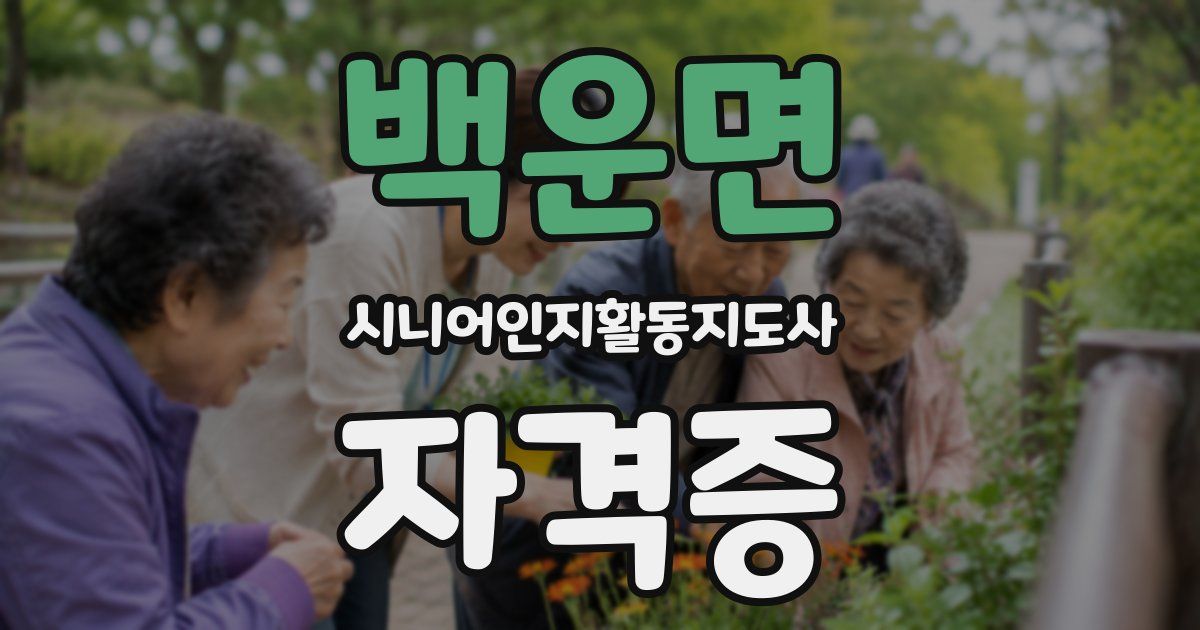 백운면 시니어인지활동지도사 자격증