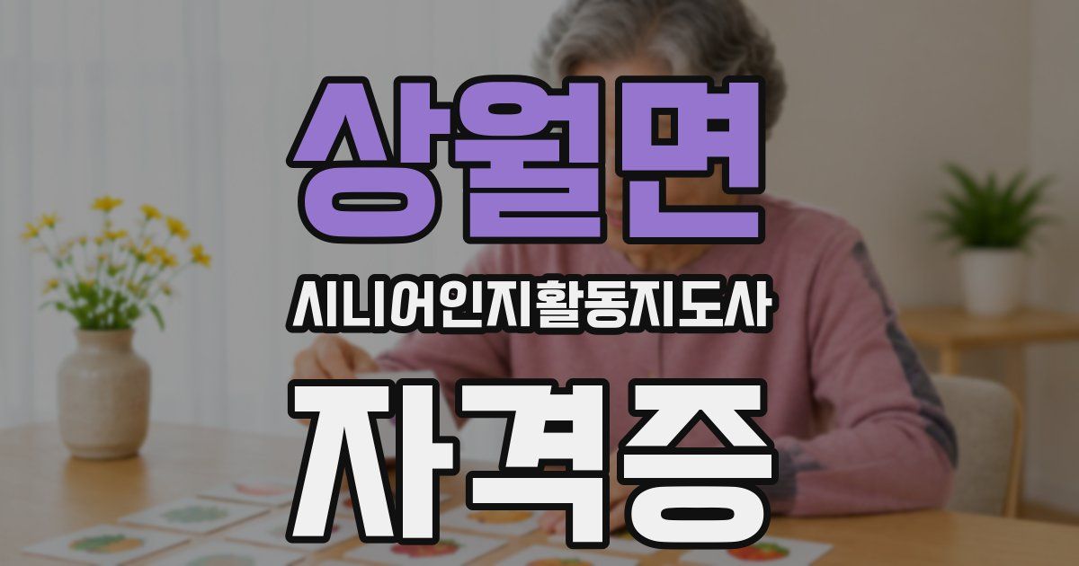 상월면 시니어인지활동지도사 자격증
