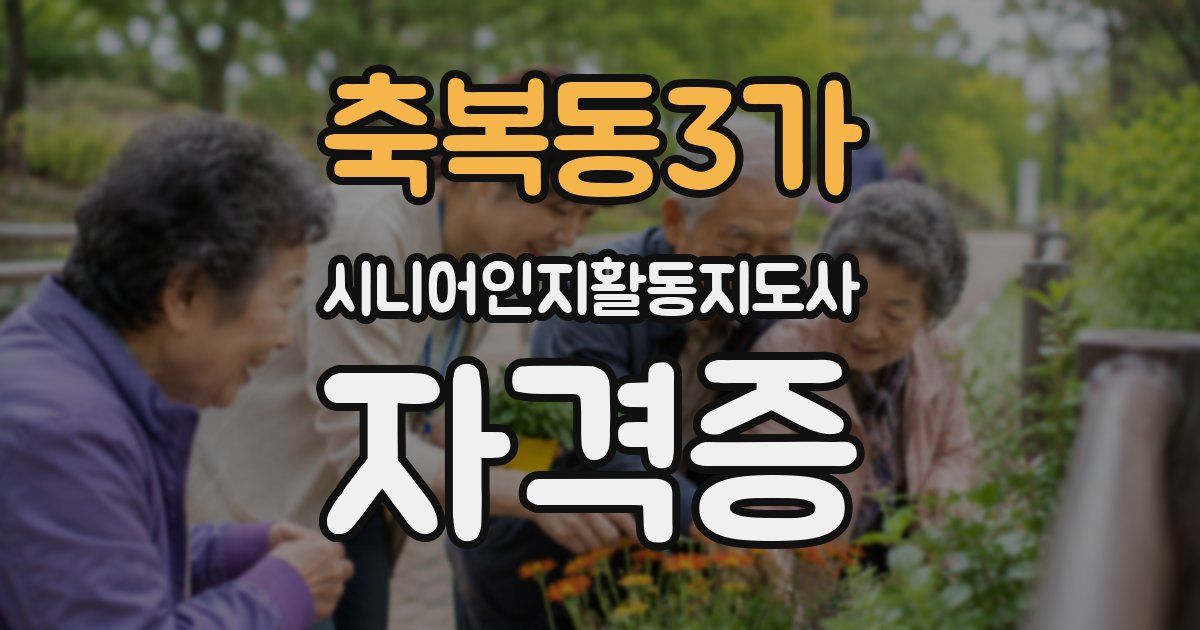 축복동3가 시니어인지활동지도사 자격증