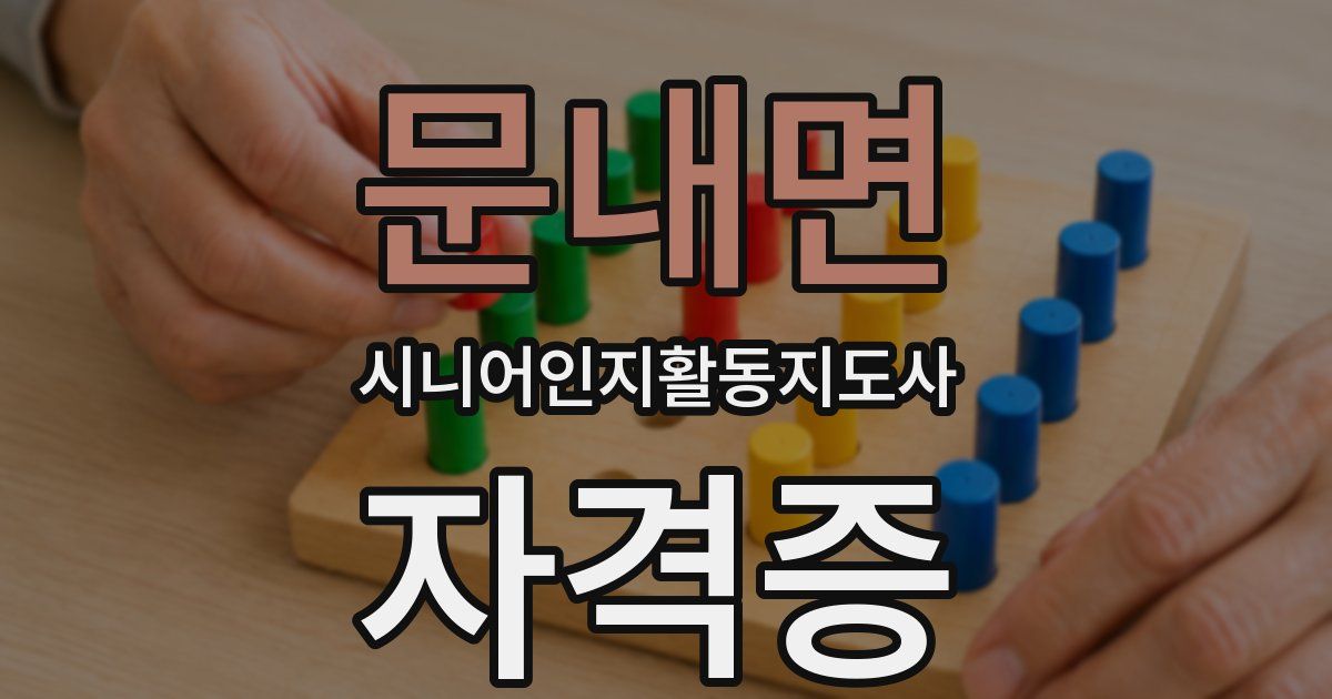 문내면 시니어인지활동지도사 자격증