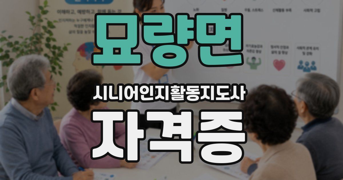묘량면 시니어인지활동지도사 자격증