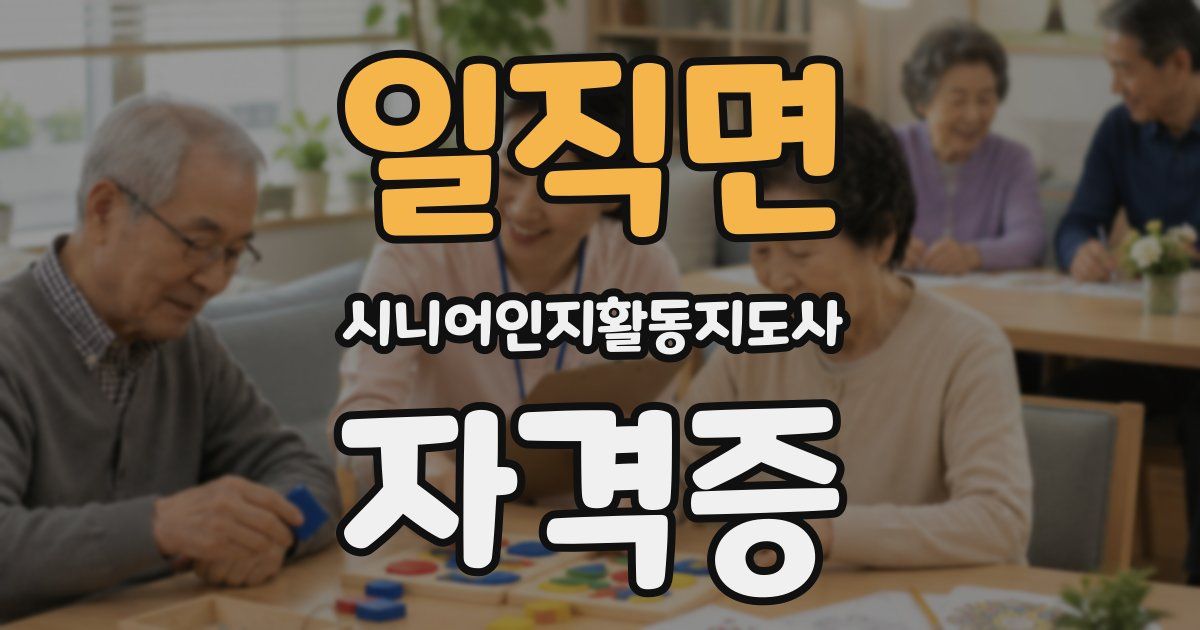 일직면 시니어인지활동지도사 자격증