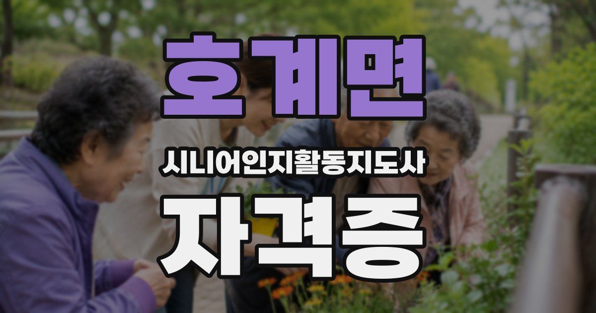 호계면 시니어인지활동지도사 자격증