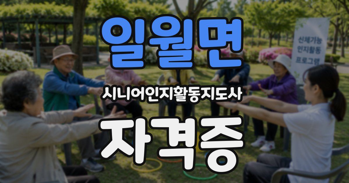 일월면 시니어인지활동지도사 자격증