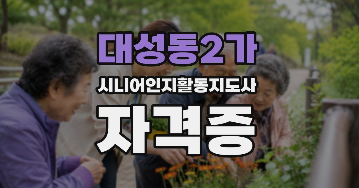 대성동2가 시니어인지활동지도사 자격증