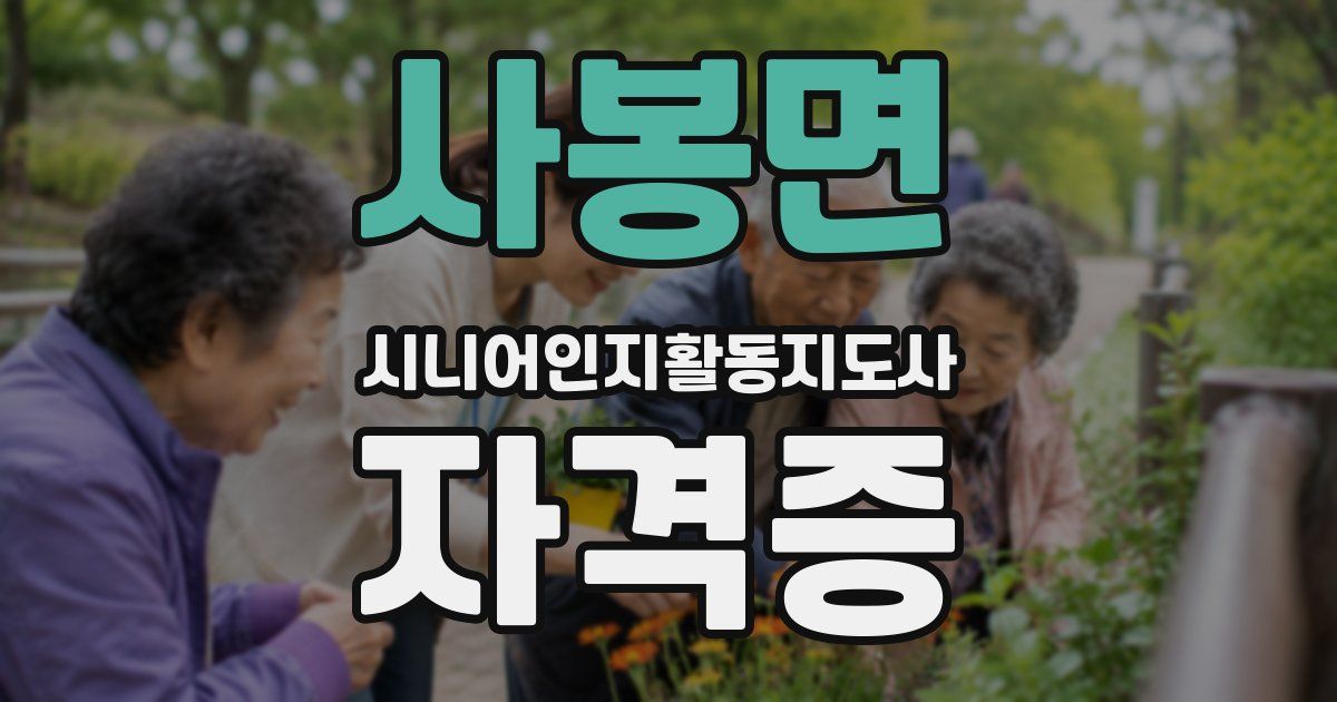 사봉면 시니어인지활동지도사 자격증