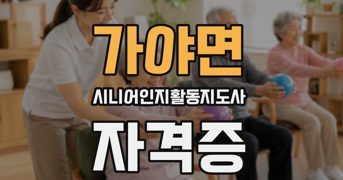 가야면 시니어인지활동지도사 자격증