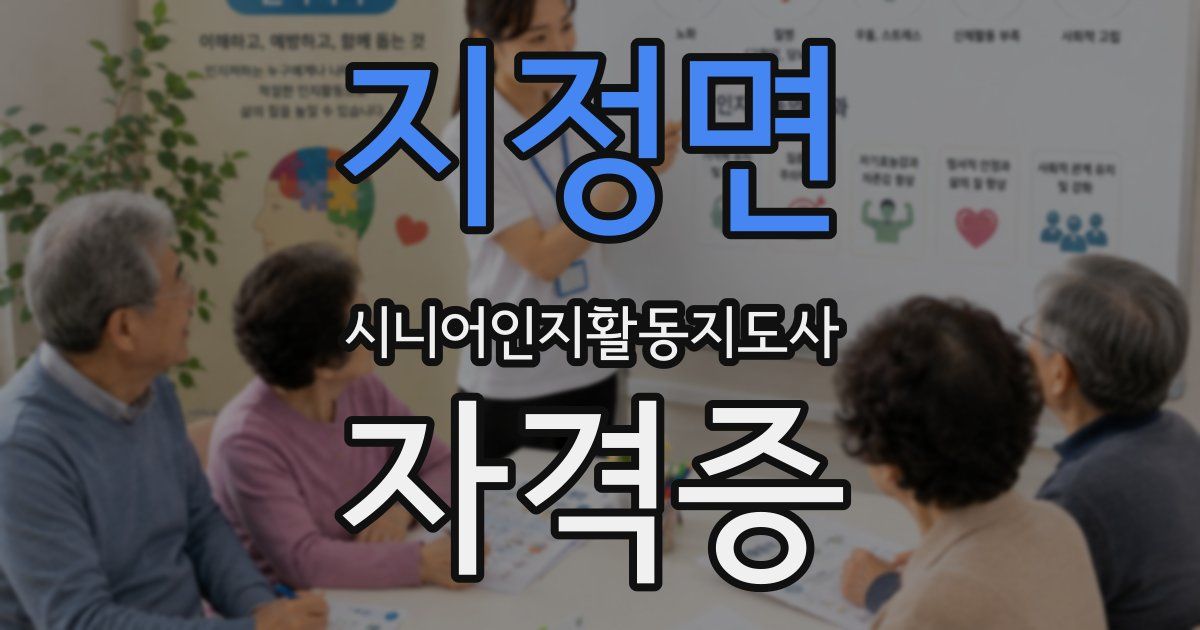 지정면 시니어인지활동지도사 자격증