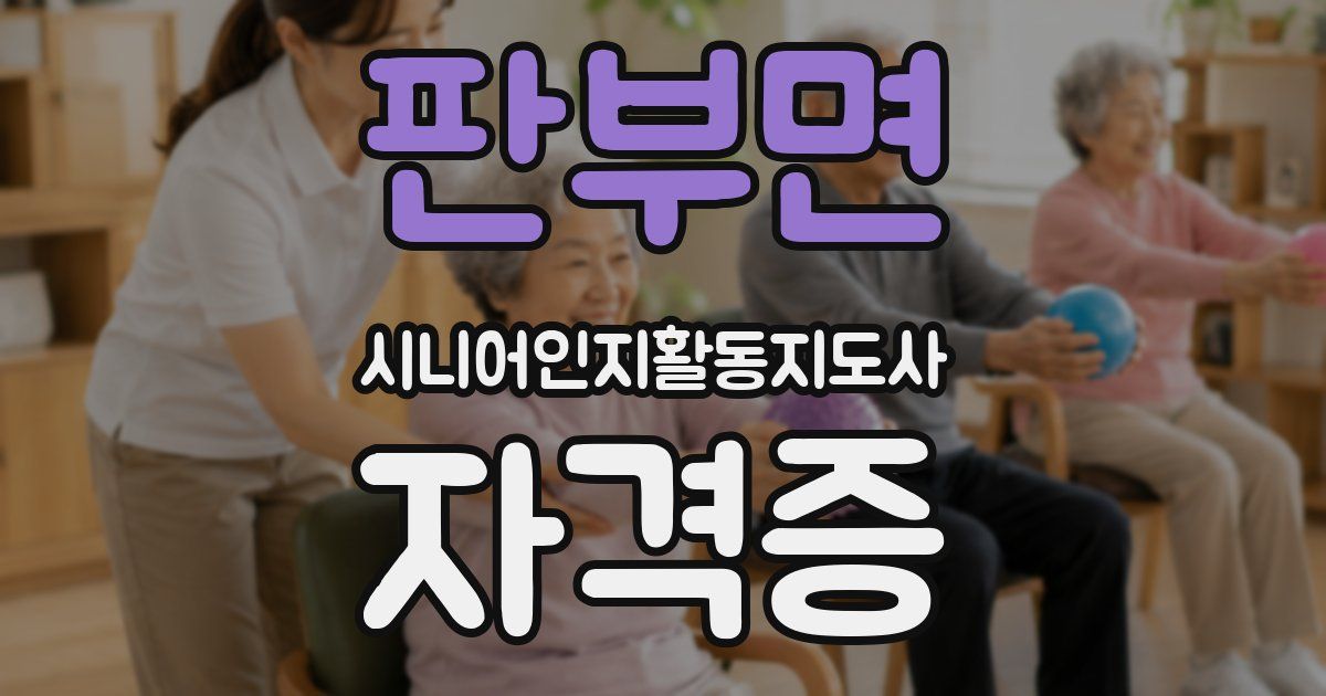 판부면 시니어인지활동지도사 자격증