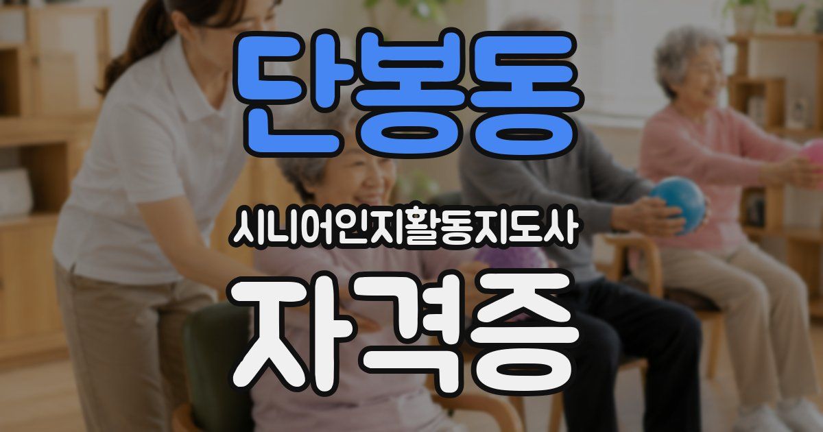 단봉동 시니어인지활동지도사 자격증