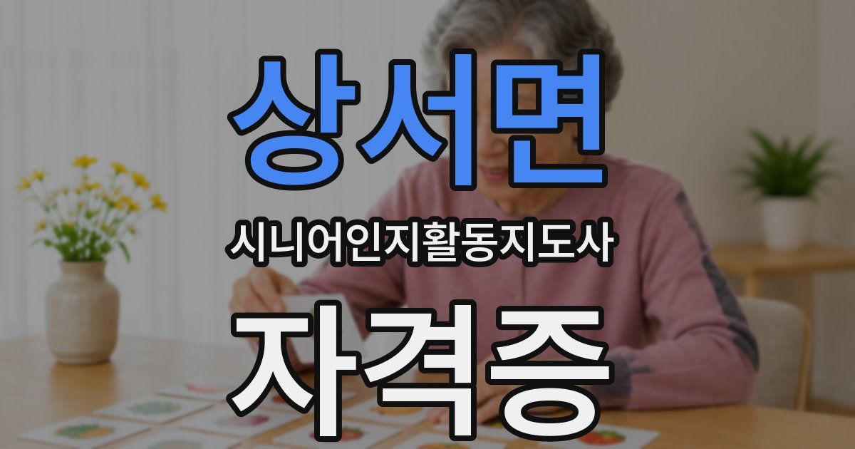 상서면 시니어인지활동지도사 자격증