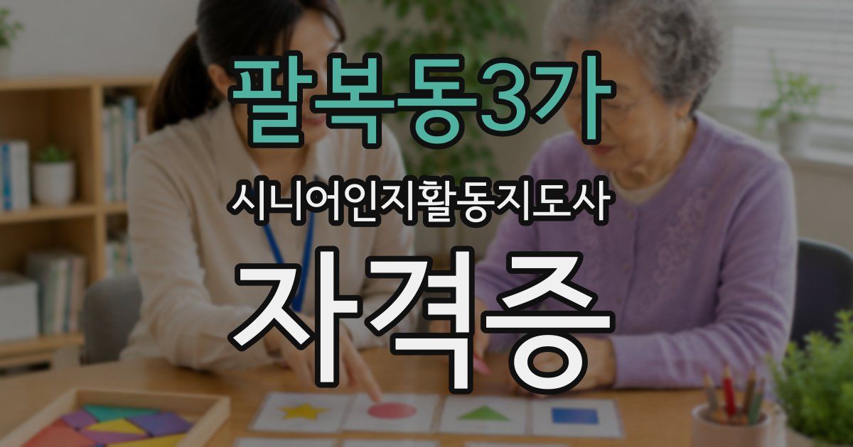 팔복동3가 시니어인지활동지도사 자격증