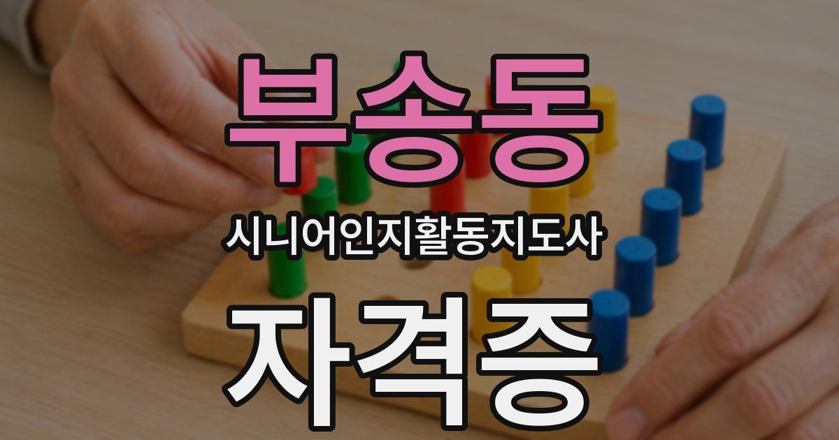 부송동 시니어인지활동지도사 자격증
