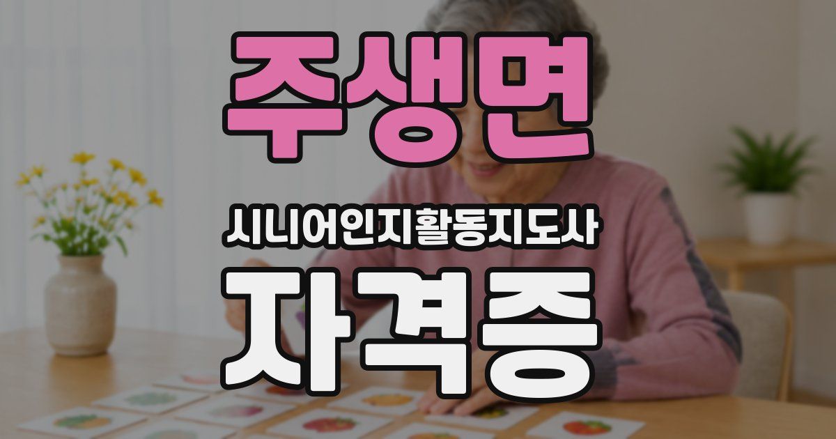 주생면 시니어인지활동지도사 자격증