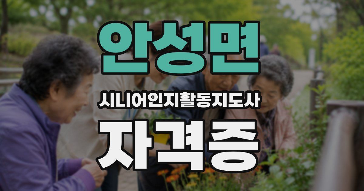 안성면 시니어인지활동지도사 자격증