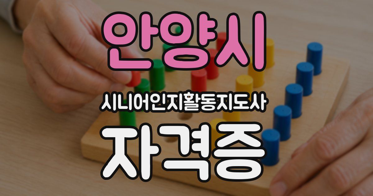 안양시 시니어인지활동지도사 자격증