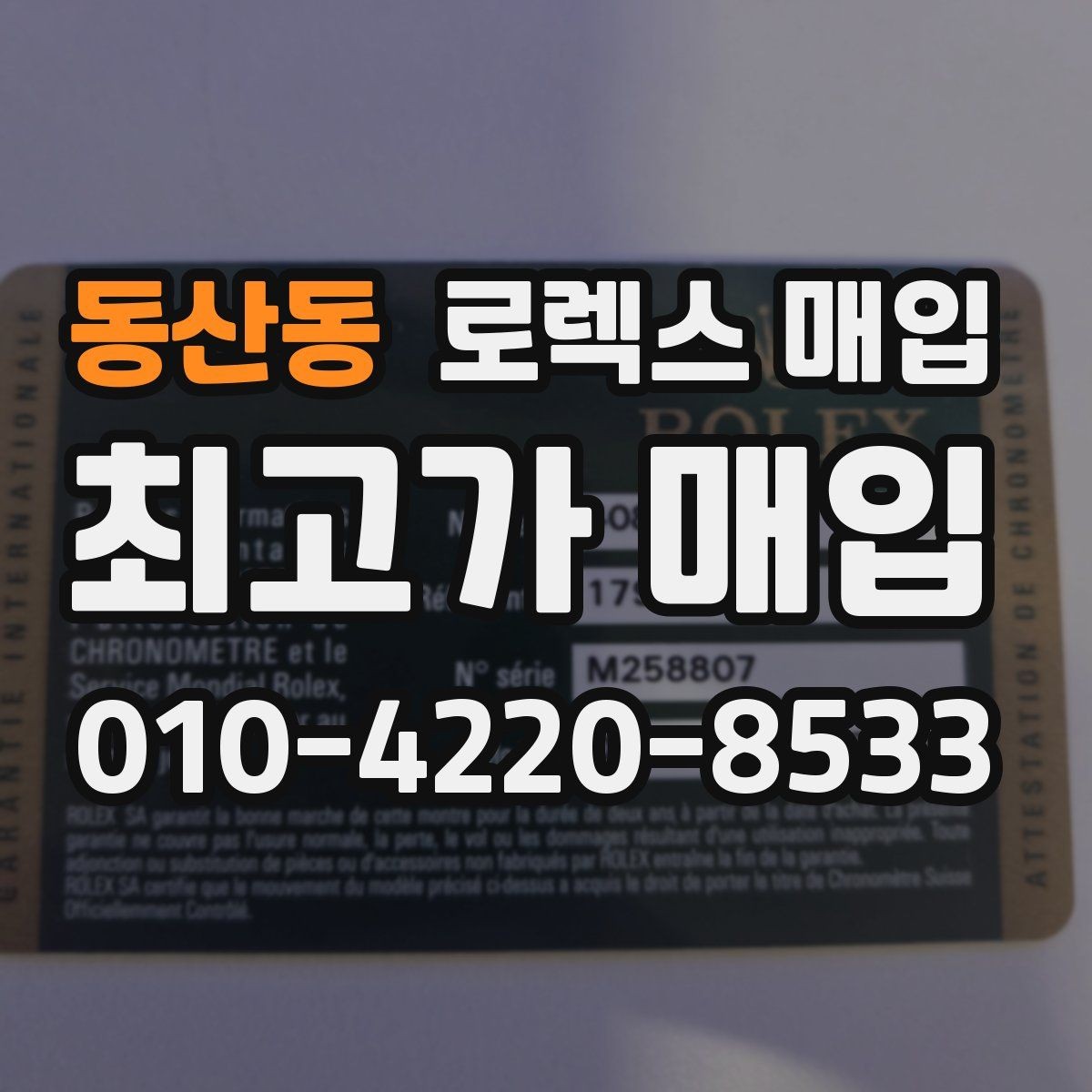 동산동 로렉스 매입 데이데이 모델 감정 시 핵심 포인트