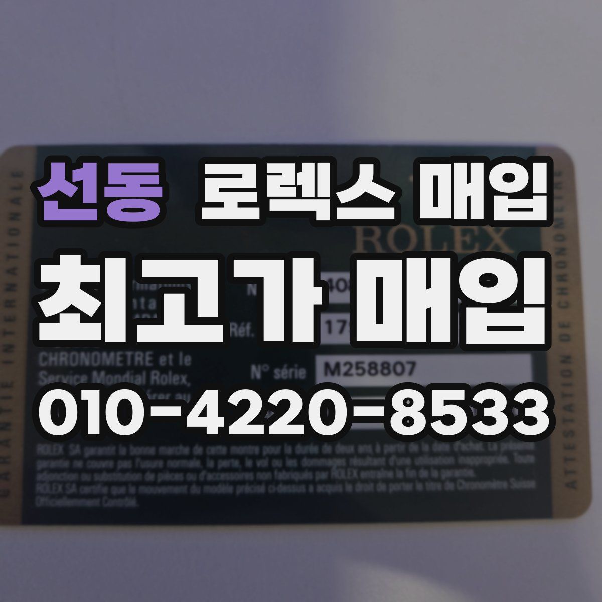 선동 로렉스 매입