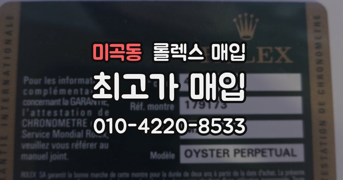 미곡동 롤렉스 매입