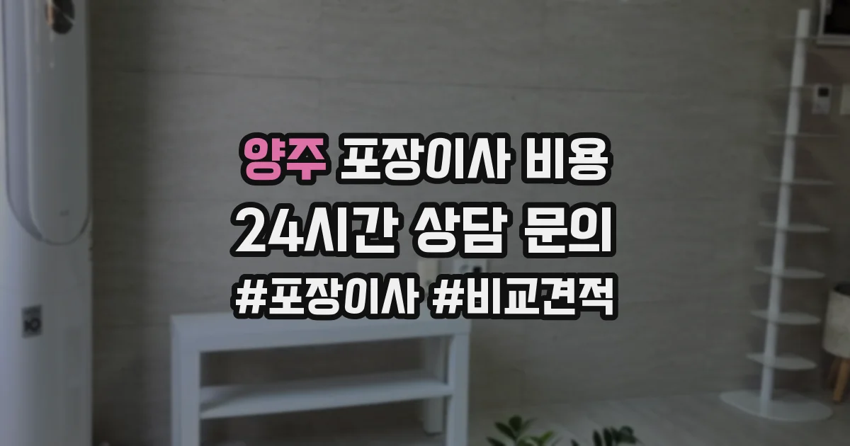 양주 포장이사 비용