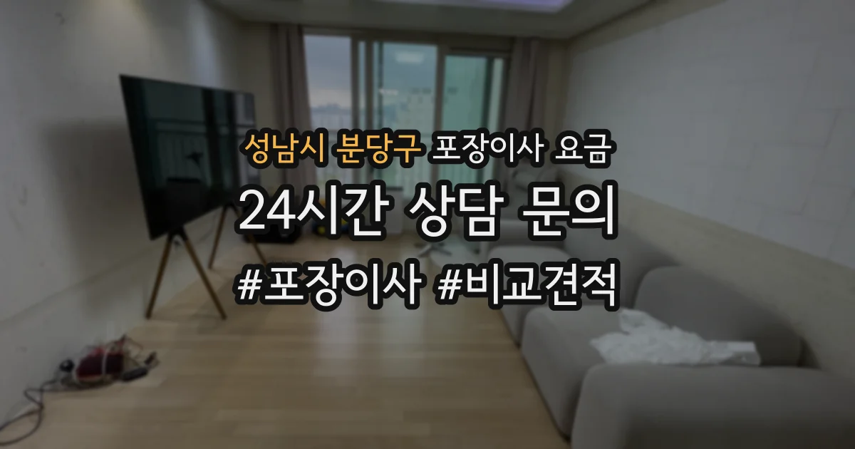 성남시 분당구 포장이사 요금