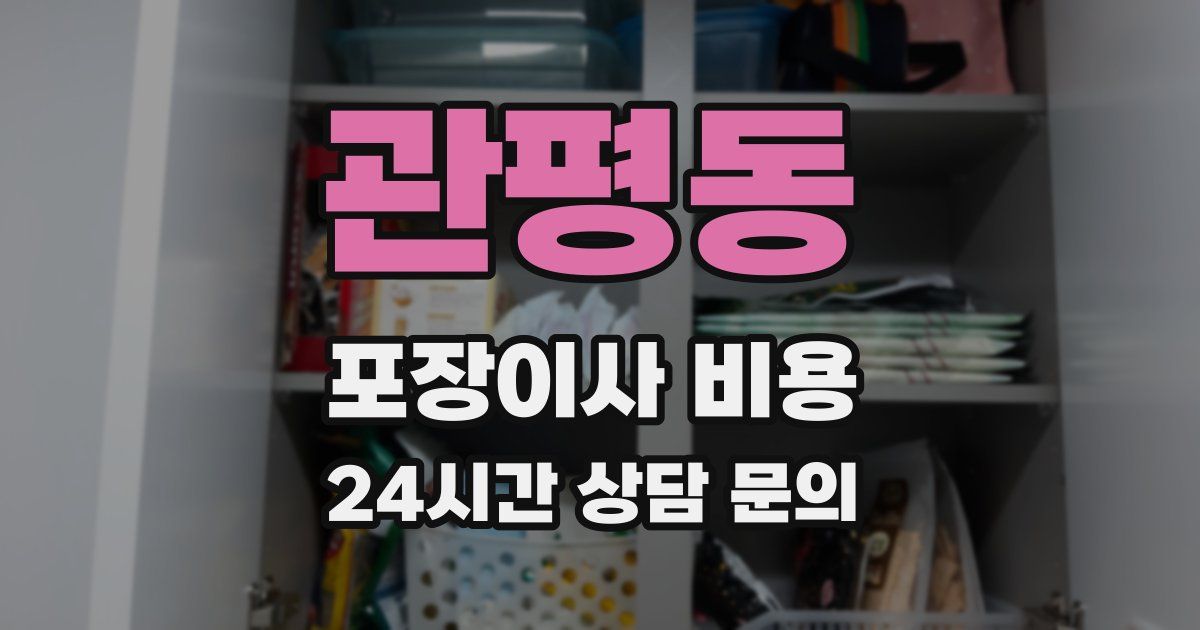 관평동 포장이사 비용