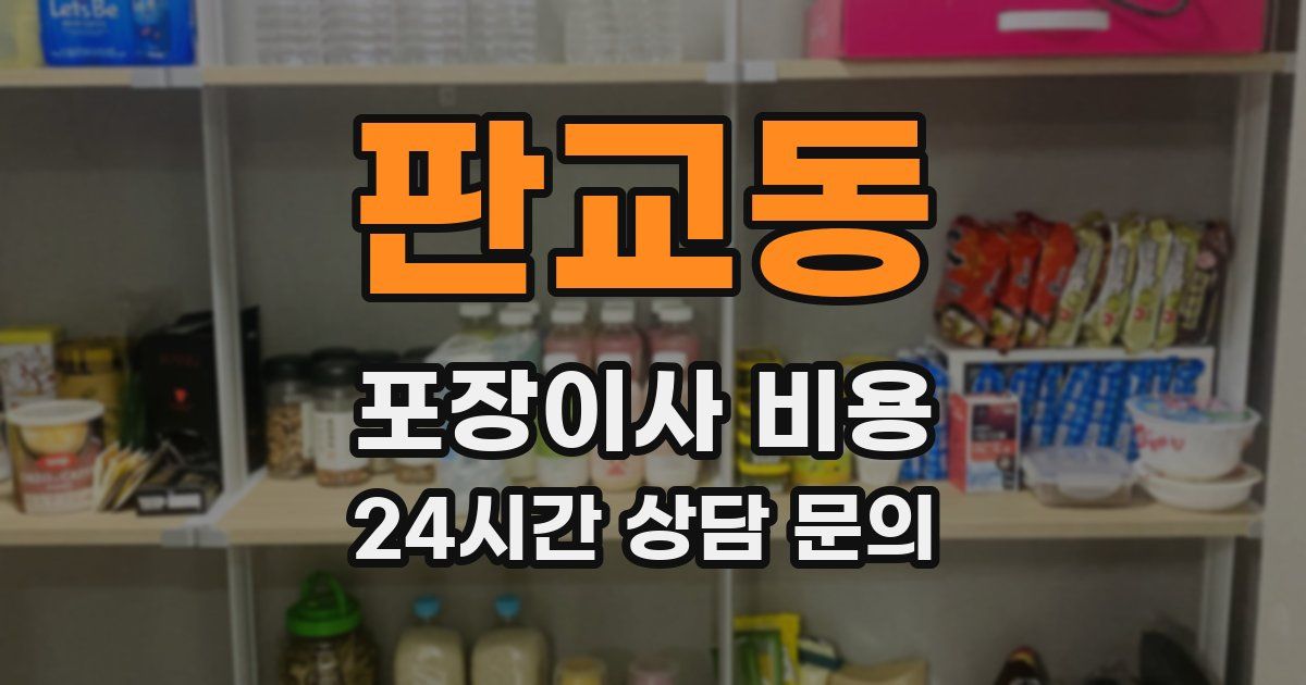 판교동 포장이사 비용