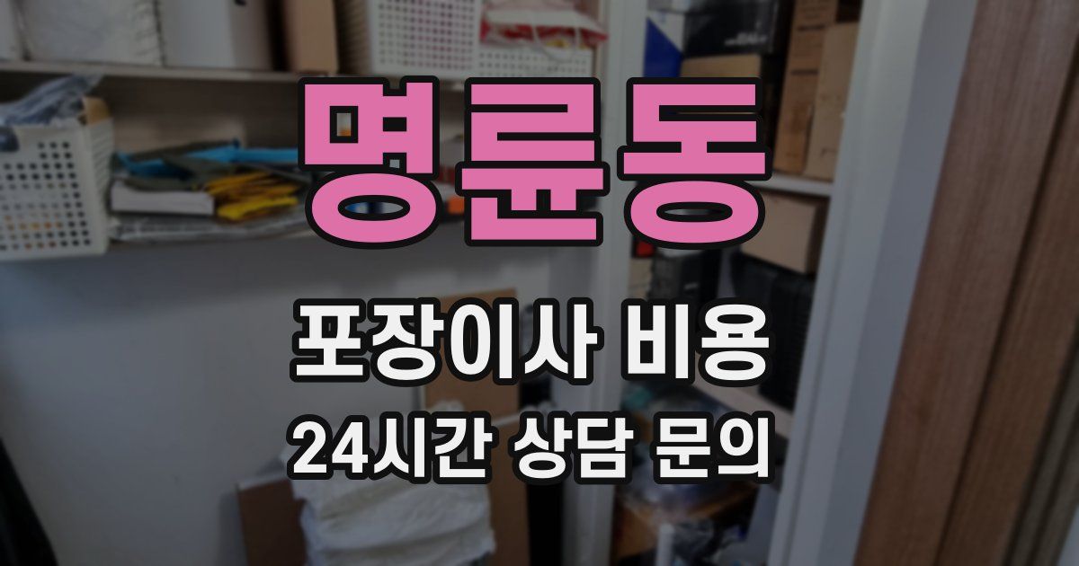 명륜동 포장이사 비용