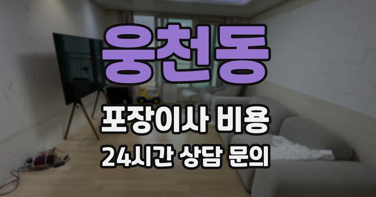 웅천동 포장이사 비용