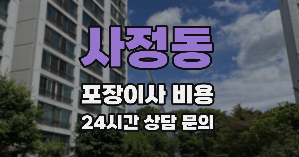 사정동 포장이사 비용