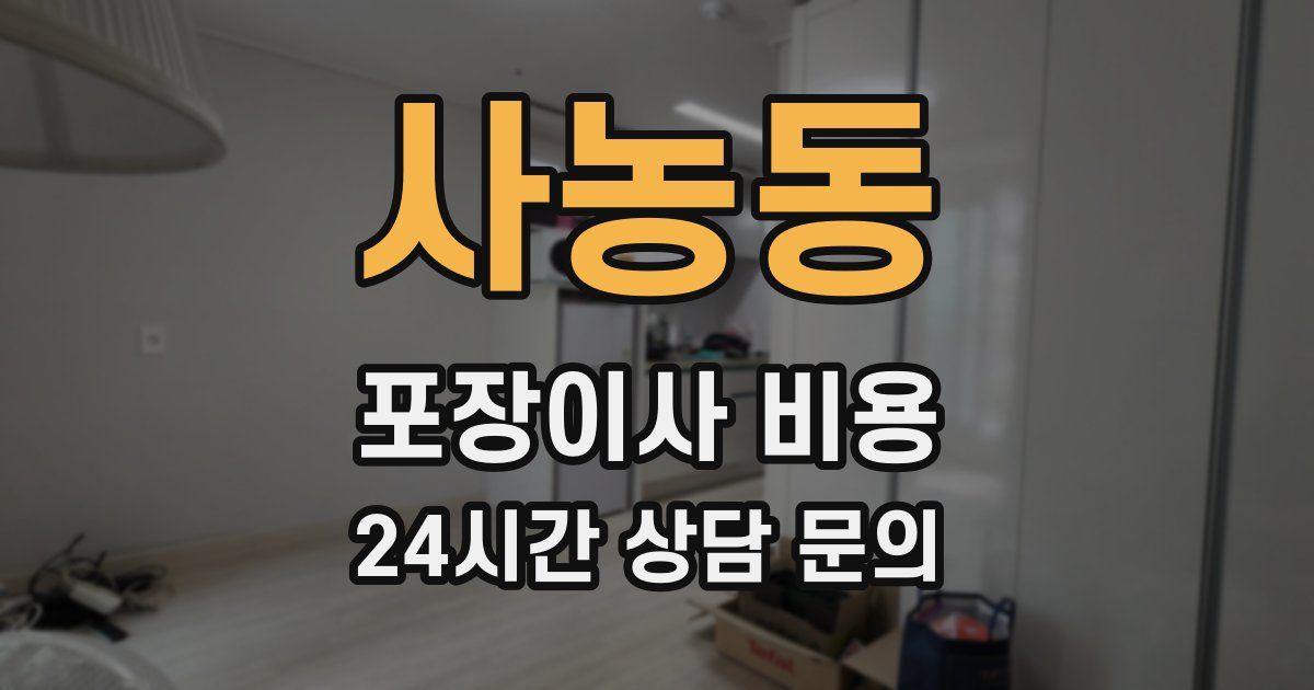 사농동 포장이사 비용