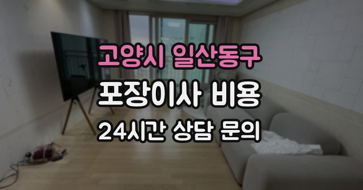 고양시 일산동구 포장이사 비용