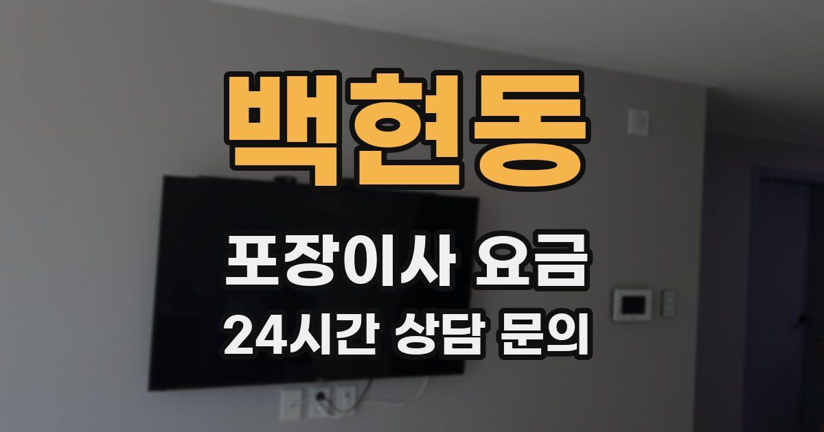백현동 포장이사 요금