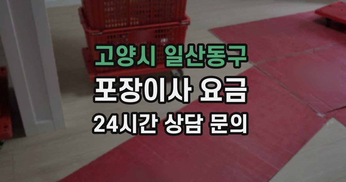 고양시 일산동구 포장이사 요금