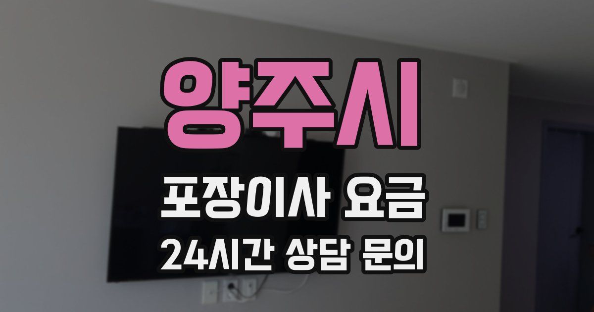 양주시 포장이사 요금