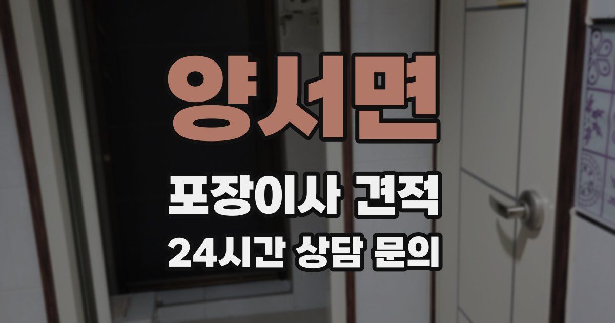 양서면 포장이사 견적