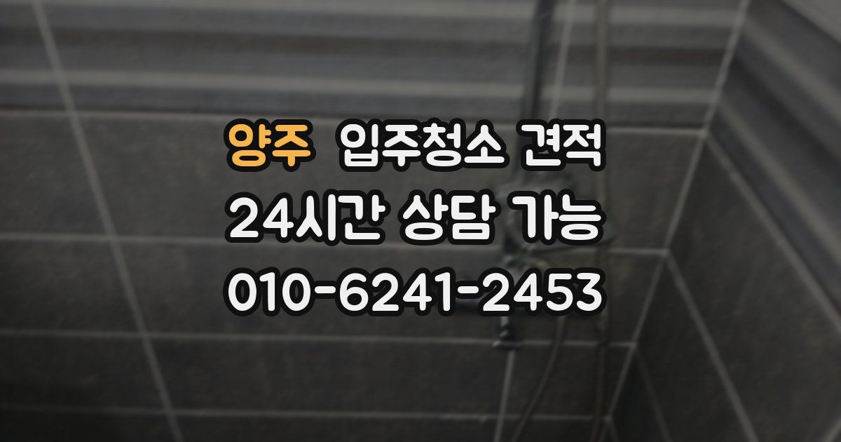 양주 입주청소 견적