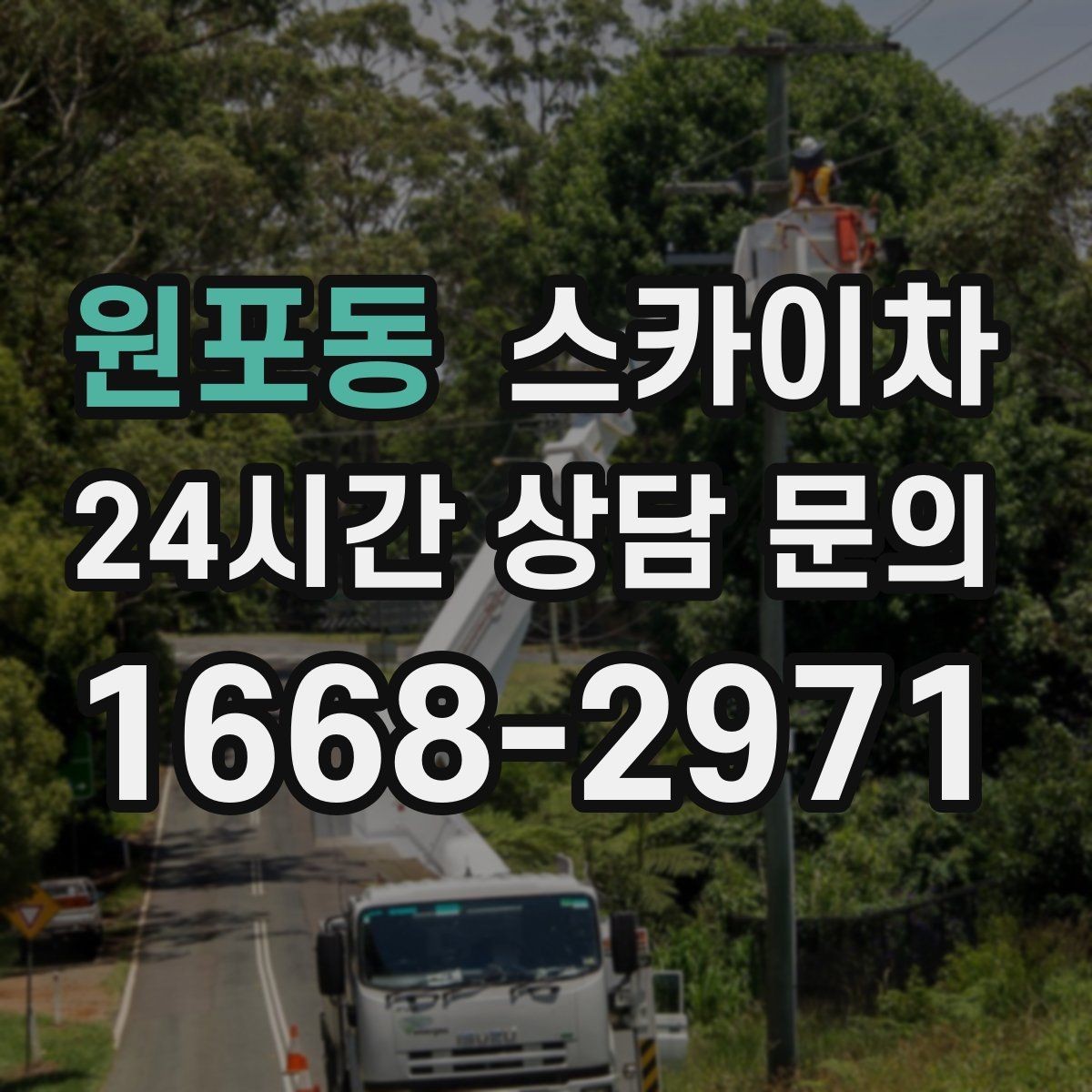 원포동 스카이차 통신선 정리 작업을 고소에서 진행하기
