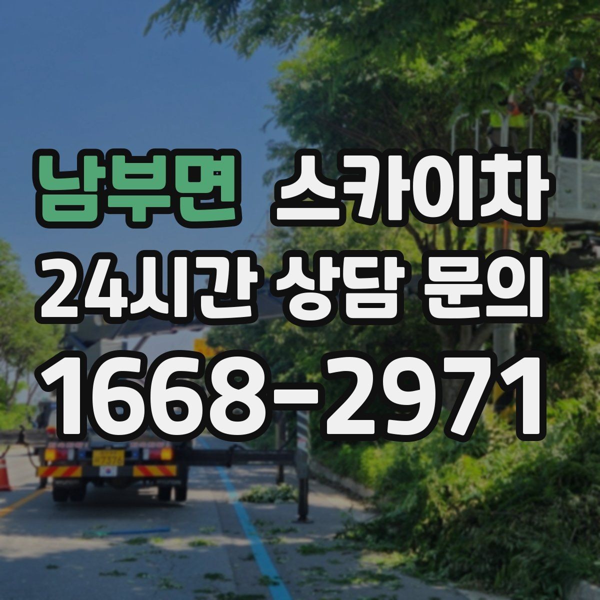 남부면 스카이차 가로수 가지치기 작업 안전하게