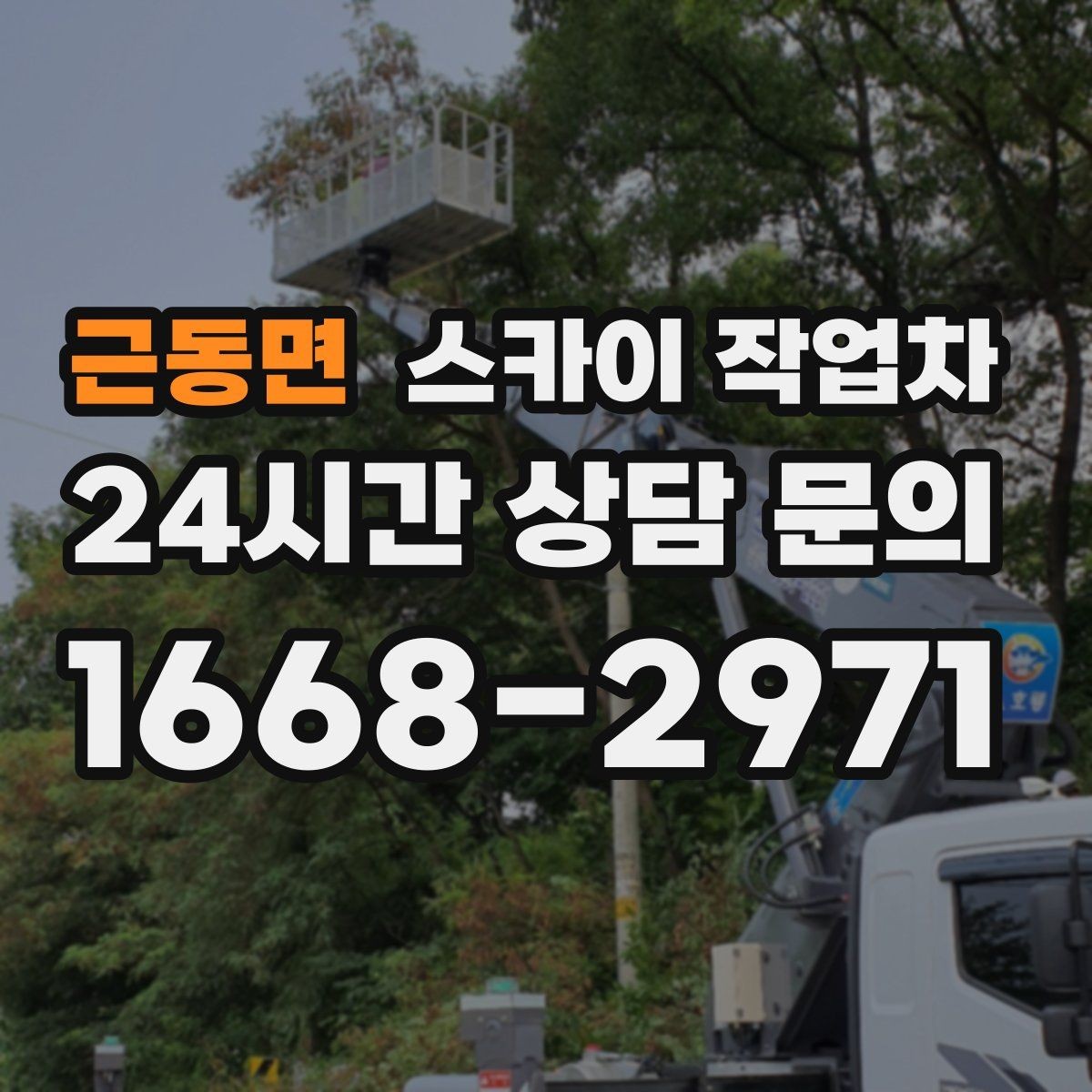 근동면 스카이 작업차 간이 무대 조명 설치를 고소에서 진행