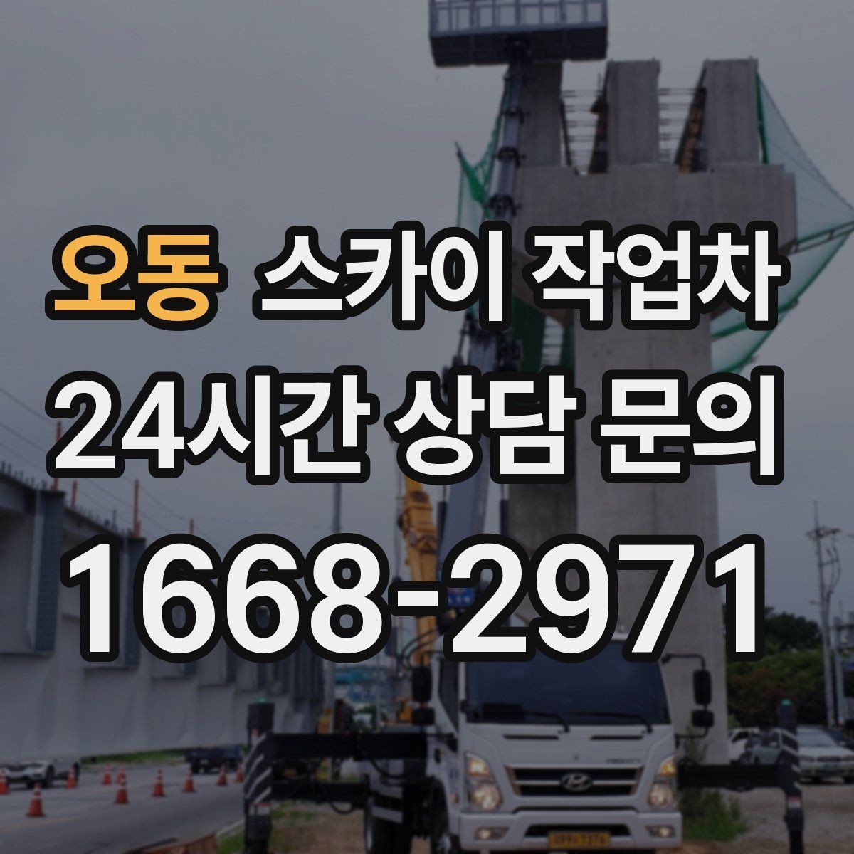 오동 스카이 작업차 가로수 가지치기 작업 안전하게