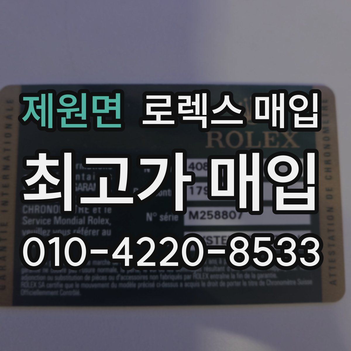 제원면 로렉스 매입