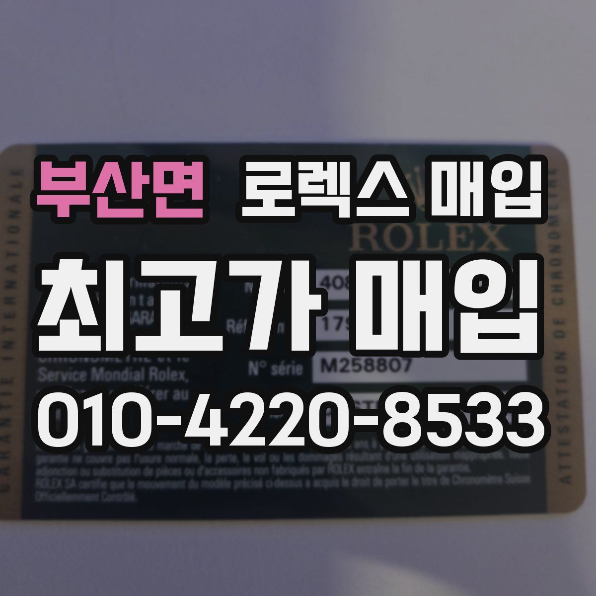 부산면 로렉스 매입