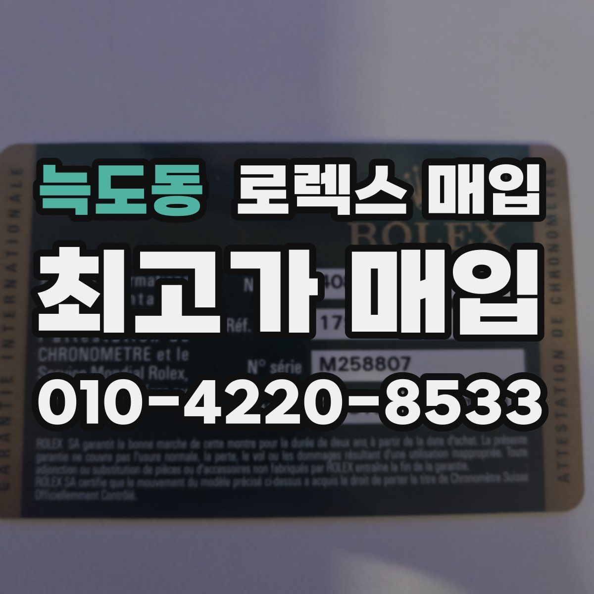 늑도동 로렉스 매입